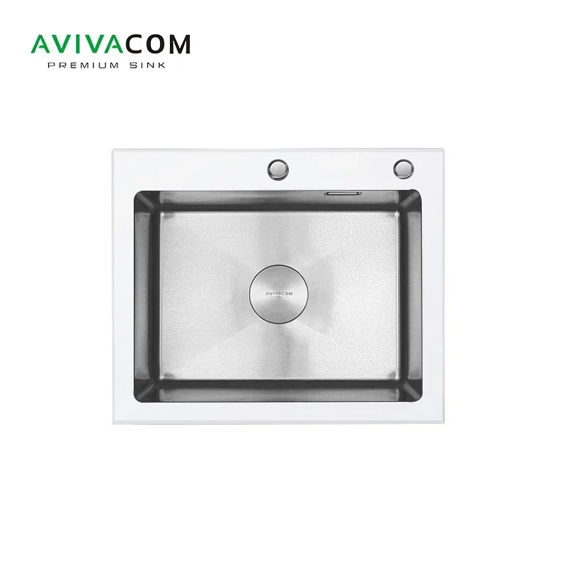 Кухонная мойка со стеклом AVIVACOM 60*50